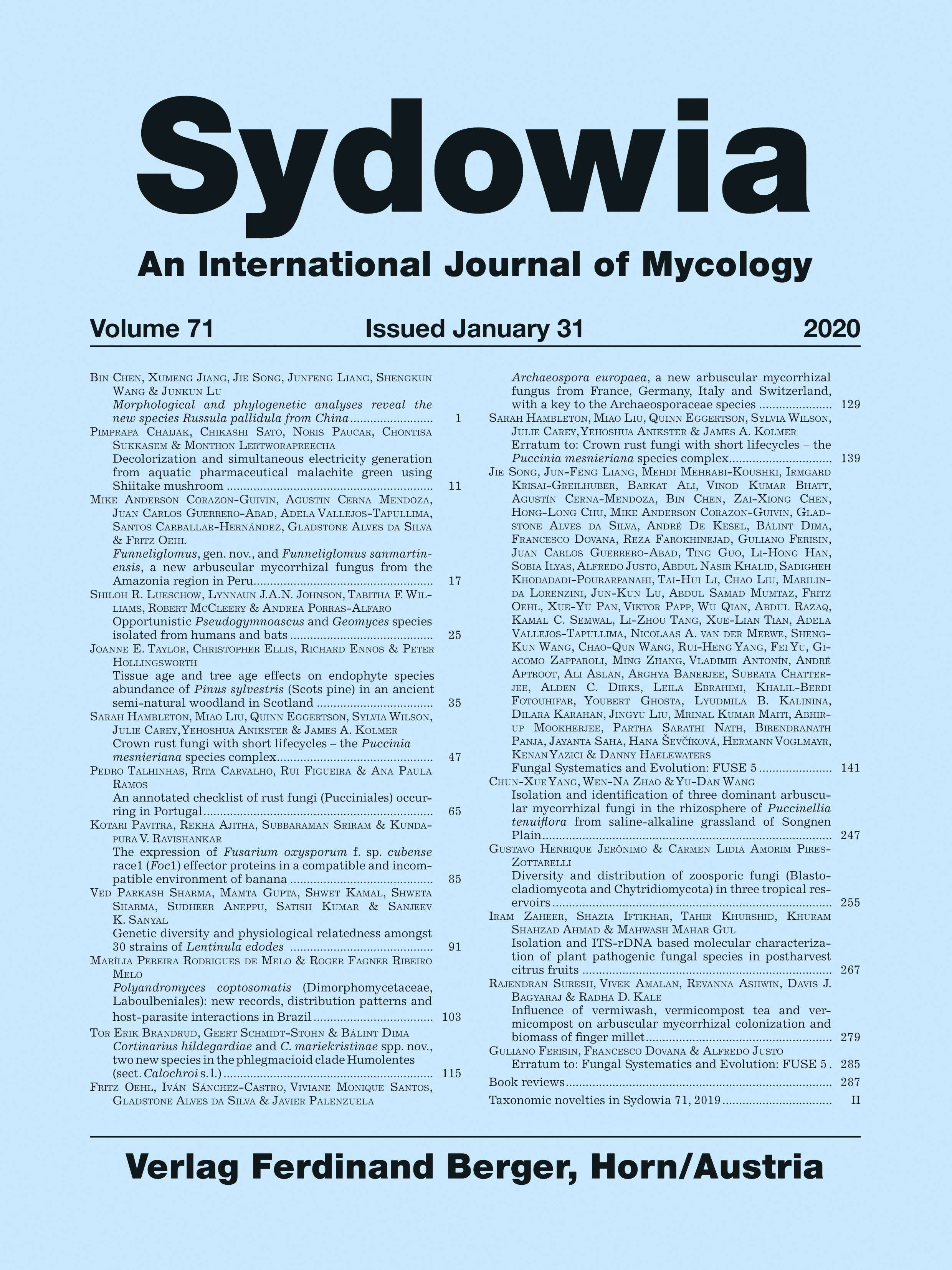 Sydowia Vol. 71 E-Book/S 1-10